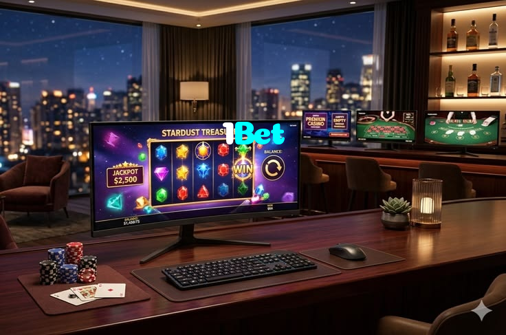 1Bet casino presented on mobile device in Pakistan with slots and live games